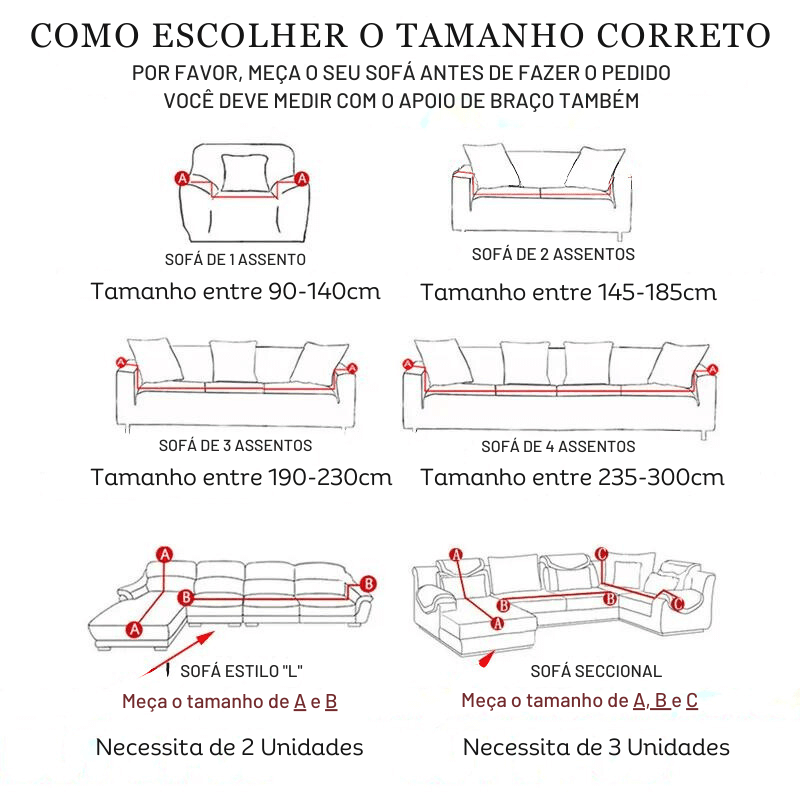 Capa de Sofá Espessa Impermeável | Para Sofás de 1, 2, 3 e 4 Lugares