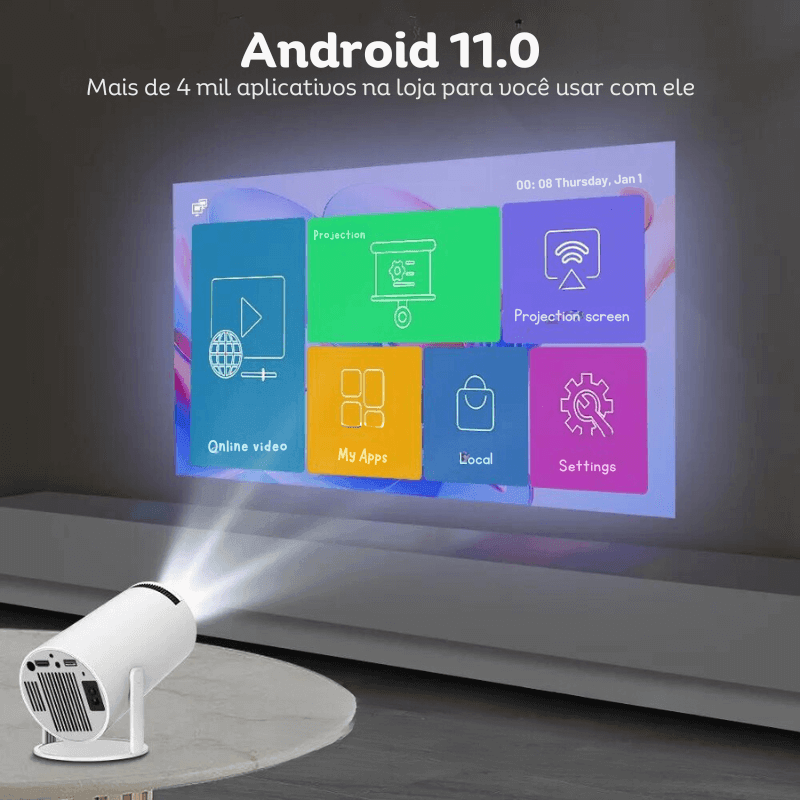 Projetor Smart Home Cinema 4K Android com Wifi