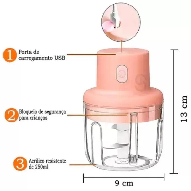 Mini Triturador de Alimentos Elétrico Recarregável