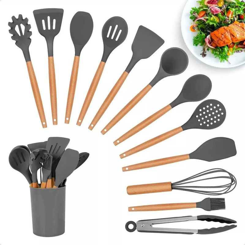 Kit Jogo 12 Peças Utensílios de Cozinha em Silicone