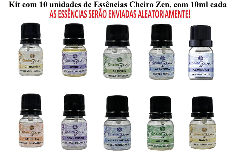 Kits de Essências Cheiro Zen Com 5, 10 ou 15 unidades de 10ml