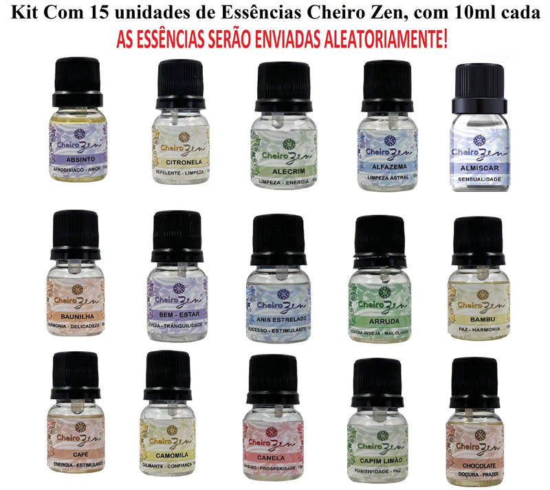 Kits de Essências Cheiro Zen Com 5, 10 ou 15 unidades de 10ml