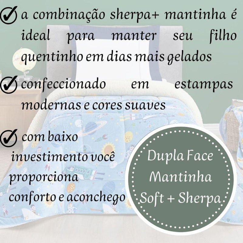 Coberdrom Infantil Em Sherpa Para Menino ou Menina