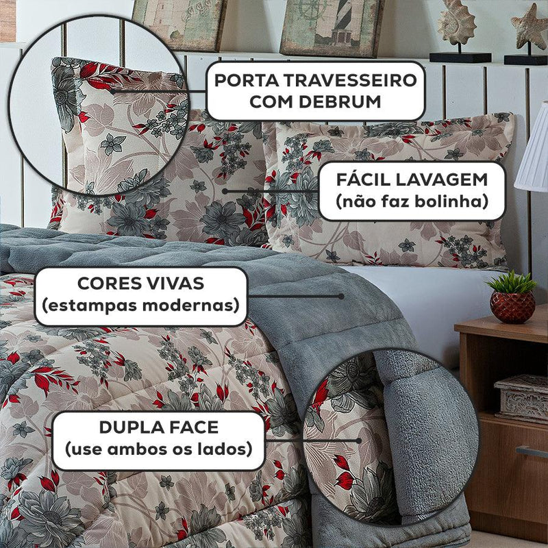 Conjunto de Luxo Coberdrom Casal Queen 400 Fios Dupla Face